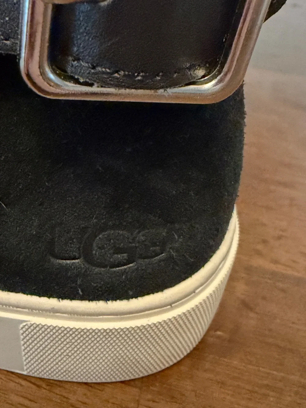 UGG Aika Mid-Height Flat Boots Black Genuine Suede Booties Fur Lining